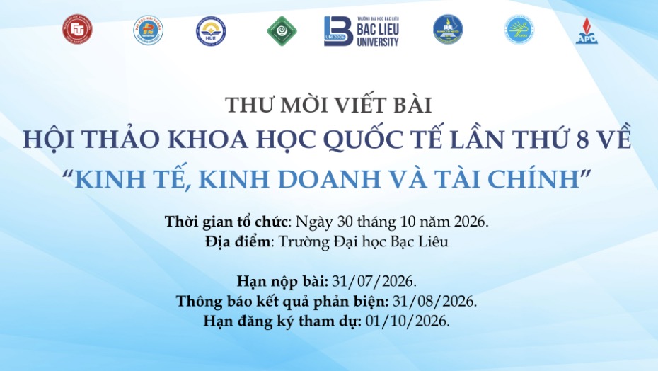 THƯ MỜI VIẾT BÀI HỘI THẢO KHOA HỌC QUỐC TẾ LẦN THỨ 8 (ICEBF2026)